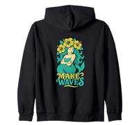 Make Waves Hibiscus Sirène Esthétique Été Océan tropical Sweat à Capuche