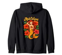 Make Waves Hibiscus Sirène Esthétique Été Océan tropical Sweat à Capuche