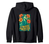 Make Waves Hibiscus Sirène Esthétique Été Océan tropical Sweat à Capuche