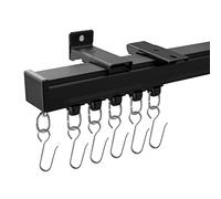 MaKefeile Rails de rideaux de plafond robustes montés au plafond pour salon, chambre à coucher, douche, intimité, camping-car, garage, séparateur et crochets, noir, 3,7 m