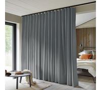 MaKefeile Rideaux de séparation de pièce entièrement occultants - Isolation Thermique et réduction du Bruit - pour Chambre à Coucher, Salon, Bureau partagé et Porte argentée - 3 x 2,4 m - Gris