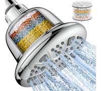 MakeFit Pommeau de douche filtré, haute pression avec filtre pour eau dure, adoucisseur de pluie, luxe, 7 réglages réglables, chromé