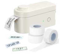 Makeid Étiqueteuse Bluetooth L1, Imprimante Etiquette Autocollante, Mini Imprimante Portable Thermique Compatible avec 3 Rouleux d'Étiquettes, Blanc*2+Transparent*1