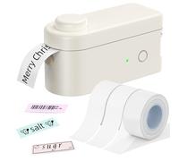 Makeid Etiqueteuse L1 avec 3 Rouleux d'Étiquettes Blanches, Imprimante Thermique Mini Portable Bluetooth, Compatible avec iOS et Android, Idéale pour la Maison, Le Bureau, la Cuisine
