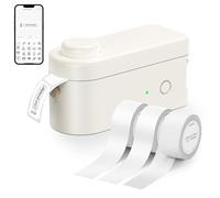 Makeid Etiqueteuse L1-C avec 3 Rouleux d'Étiquettes Blanches, Imprimante Thermique Mini Portable Bluetooth, Compatible avec iOS et Android, Idéale pour la Maison, Le Bureau, la Cuisine