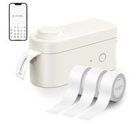 Makeid Etiqueteuse L1-C avec 3 Rouleux d'Étiquettes Blanches, Imprimante Thermique Mini Portable Bluetooth, Compatible avec iOS et Android, Idéale pour la Maison, Le Bureau, la Cuisine