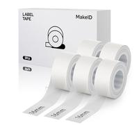 MakeID L1 Q1 E1 Lot de 5 rubans pour étiquettes 16 mm x 4 m Recharges imperméables laminées adhésives personnalisées pour bureau à domicile étiquettes adhésives thermiques de rechange