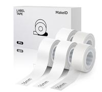 MakeID L1 Q1 E1 Lot de 5 rubans pour étiquettes 16 mm x 4 m Recharges imperméables laminées adhésives personnalisées pour bureau à domicile étiquettes adhésives thermiques de rechange