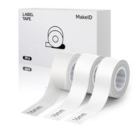 MakeID L1 Q1 E1 Ruban pour étiquettes 3 paquets 16 mm x 4 m Recharges imperméables laminées adhésives personnalisées pour bureau à domicile étiquettes adhésives thermiques de rechange