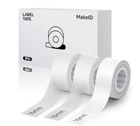 MakeID Q1 E1 Ruban pour étiquettes 3 paquets 16 mm x 4 m Recharges imperméables laminées adhésives personnalisées pour bureau à domicile étiquettes adhésives thermiques de rechange