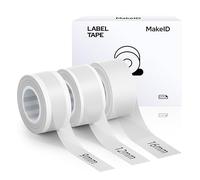 MakeID Ruban pour Étiqueteuse Q1/E1, Étiquette Autocollantes en Plastique, Autocollant Personnalisé | 3 Étiquettes(9-12-16mm Transparent)