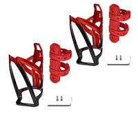 MAKELEN Lot de 2 porte-bidons en plastique et en caoutchouc pour vélo sans trou de montage Rouge
