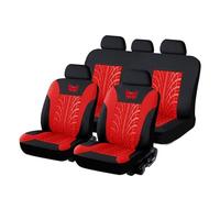 MaKeMoney 9Pcs Voiture Ensembles Housses siège pour Suzuki Swift 2005-2024, Cuir Housses Siege Avant Arrière Auto Accessoire, B/Red