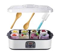 Maker De Yaourt Automatique, Machine De Fabricant De Yaourt Avec 8 Pots En Verre48 Oz (6 Oz Par Pot), écran Lcd, Contrôle De La Température Multifonction, Acier Inoxydable, Conception Pour Un Usage