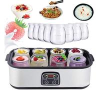 Maker de yogourt électrique avec écran LCD, machine de fabricant de yogourt automatique de 1400 ml avec des conteneurs en verre de 8 PCS, température réglable et contrôle du temps