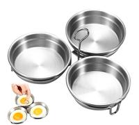 Maker d'oeuf poché, Poacher d'oeuf 304 Maker poché en acier inoxydable avec 3 tasses, braconnier à micro-ondes polis avec des tasses à poignée pour pots, poêles pour la cuisine domicile