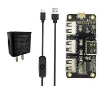 MakerSpot Hub USB 4 ports empilables pour Raspberry Pi Zero V1.3 avec alimentation 2,4 A et câble micro USB de 1,5 m avec interrupteur marche/arrêt