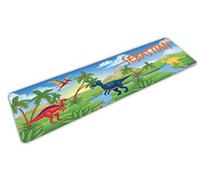 MakeThisMine Set de table antidérapant pour enfant Motif dinosaure COL XXL 82 x 22 cm Personnalisable avec le nom des enfants pour fille ou garçon