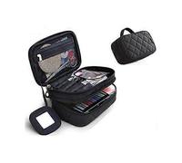 Makeup Bag,20*12*8 cm Double Layer with Mirror,Black