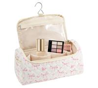 Makeup Bag - Cotton+Polyester, 12.6x6.5x6.5in Quilted Organizer Large Capacity Storage | Portable Hanging Travel Cosmetic Bag, Hair Tool Storage Case For Brushes, Straighteners, Curlers, Toiletries, B