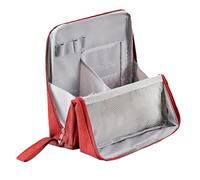 Makeup Bag, Standing Makeup Bag - Portable, Large Capacity, Vertical Large Opening Make up Bags with Compartments, Waterproof and Multifunctional (Red)