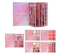 Makeup Book Palette, Waterproof Lip Powder Set, Face Highlighter Blush Kit with Blending Formula, Multi Shade Cosmetic Compact, Elegant Beauty Design Set, Daily Use for Travel and Office