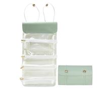 Makeup Brush Bag Pouch, Foldable Travel Makeup Organizer, Portable Toiletry Bag with 4 Removable Zippered Clear Pouches for Women’s Bathroom, Shower 54x23.5x1cm