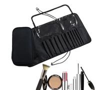 Makeup Brush Case - 8 inch Roll-Up Makeup Brush Bag | Nylon Cosmetic Brushs Organizer - Wear-Resistant Portable Makeups Brushs Holder with Zipper Pocket Ideal for Travel Home