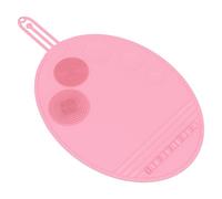 Makeup Brush Cleaner Pad, Silicone Cosmetic Cleaning Mat, double-Use Foundation Palette & Brush Scrubber, Compact Non-Slip Design, Silicone Material, 17.52x9.45x0.38in