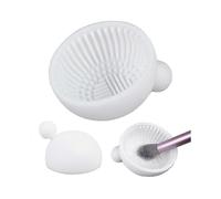 Makeup Brush Cleaning Bowl, Brush Cleaning Pad, Silicone Makeup Brush Cleaning Mats(White) s