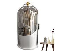 Makeup Brush Holder,Bird Cage Cosmetic Tools Storage With Lid - 360 Degree Rotatable Lipstick For Vanity, Desktop, Bathroom