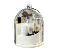 Makeup Brush Holder - Clear 360° Rotating Cosmetic Storage Box with Lid