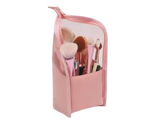 Makeup Brush Holder -Stand Up Makeup Brush Bag Travel | Waterproof Standing Divided Storage For Women Girls Toiletry Eyebrow Pencil Lipstick Jewelry Home Office Outdoor Camping, multicolore, Pink, Se