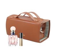 Makeup Brush Holder, Travel Cosmetic Bag, Removable Clear Compartments 9.84x4.72in, Compact and Authentic, PU Leather Toiletry Case for Travel, Organization
