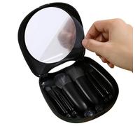 Makeup Brush Kit, Cosmetic Tool Set, Quality Fiber Hair, ABS Cat Shape Box, 6-Piece Portable Design, Built-in Mirror, Ideal for Travel, Daily Use, Gifting for Women and Friends, 13.8x13.4x3.3cm
