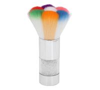 Makeup Brush Loose Powder Brush Nail Dust Brush Soft Fiber Hair Rhinestone Handle Strong Powder Grasping Power For Makeup Application Nail Art Cleaning ABS Material Colorful Design (Argent)
