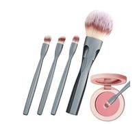 Makeup Brush Set 4 en 1 Magnetic | Portable Synthetic Women's Makeup Brushes Set, Professional 4-in-1 Kit for Face, Powder, Blush, Eyeshadow, Blending, Ideal For Home, Travel, Office, Outdoor, Party