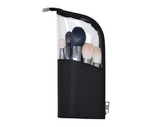 Makeup Brush Travel Holder - TPU Oxford Cloth 25x11x6cm | Waterproof Clear Organizer Pouch, Cosmetic Zipper Bag Portable Toiletry Storage Case | for Men Women Vanity Luggage Travel Use