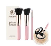 Makeup Brushes - 3 Pieces Face Base Makeup Brush Kit, Face Beauty Tools, Flat Angled Blending Brushes | Professional Make Up Application For Concealer Contour Bronzer Blush Powder Use