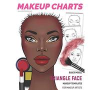 Makeup Charts - Face Charts for Makeup Artists: Black Model - TRIANGLE face shape