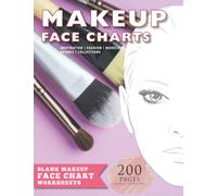 Makeup Face Charts & Worksheets for Make up artists for coloring - 8.5 x 11 Inches - 200 pages: Professional Blank Makeup Face Chart Worksheets for ... Designs | Faces with Open and Closed Eyes