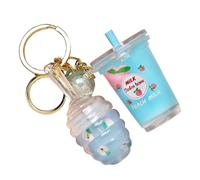 Makeup Lip Gloss Lip Stain, Milk Tea Design Keychain Attachment, Nourishing Moisturizing Primer, Long-Lasting Color for Women, Girls, Everyday Use and Gatherings, 2.6x1.1 Inches
