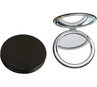 Makeup Mirror, 6.7 Cm Round Folding Mirror, Professional Double-Sided Makeup Mirror (One Side Enlarged, The Other Side Normal) Pu Surface Mirror