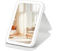 Makeup Mirror, Led Mirror With 3 Colours Cosmetic Mirror Led Table Top Touch Screen Usb Rechargeable Makeup Mirror Foldable Portable For Travel Dressing Table (White)