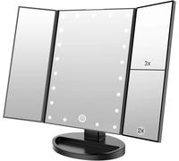 Makeup Mirror With 21 Led Lights, Dual Power Supply, 2x/3x Led Illuminated Magnifying Mirrors (Black)
