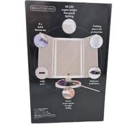 Makeup Mirror With Backlight 36 Led Lights, Light Control, 3 Panel, 1/2/3x Magnification, Portable Cosmetic Mirror