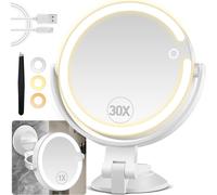 Makeup Mirror With Lighting And 30x Magnifying Mirror With Suction Cup Cosmetic Mirror No Drilling With Led Light Large Wall Mirror Magnifying Mirror With Suction Cups