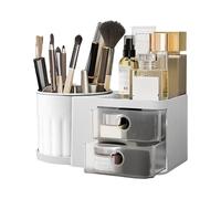 Makeup Organizer, Cosmetic Holder, Rotating Display Box with Drawers, Multi-Section Storage, Desktop Case for Brushes, Lipstick, Skin Care, Beauty Tools, Vanity, Bathroom, Countertop, Women