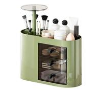 Makeup Organizer For Vanity - 30.5x29.5cm Automatic Lifting Brush Holder With 3 Drawers Space Saving | Dresser Cosmetic Storage Organizer | For Perfume Brush Lipstick Skincare Bathroom Bedroom Desktop
