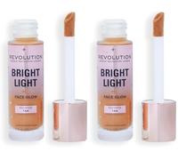 Makeup Revolution Bright Light Face Glow, Lueur Éclatante pour le Visage, Teint Lumineux, Radiance Tan (Lot de 2)